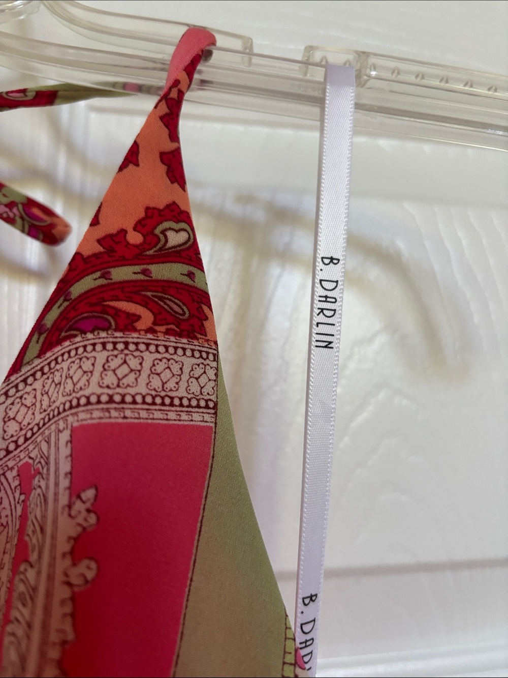 B Darlin Pink & Orange Paisley Halter High-Low Dress - Picture 3 of 7